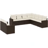 Image de vidaXL Ensemble de salon de jardin 9 pièces avec coussins Marron Poly Rattan