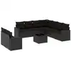 Image de vidaXL Ensemble de 10 canapés de jardin avec coussins noir poly rotin