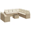 Image de vidaXL Ensemble de salon de jardin 10 pièces avec coussins Beige Poly Rattan