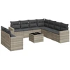 Image de vidaXL Ensemble de 10 canapés de jardin avec coussins gris clair Poly rotin