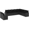 Image de vidaXL Ensemble de 10 canapés de jardin avec coussins noir poly rotin