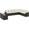 Image de vidaXL Ensemble de 10 canapés de jardin avec coussins noir poly rotin