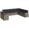 Image de vidaXL Ensemble de salon de jardin 10 pièces avec coussins Gris Poly Rattan