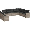 Image de vidaXL Ensemble de 10 canapés de jardin avec coussins gris clair Poly rotin
