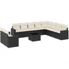 Image de vidaXL Ensemble de salon de jardin 11 pièces avec coussins noir poly rotin