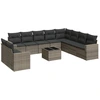 Image de vidaXL Ensemble de salon de jardin 11 pièces avec coussins Gris Poly rotin