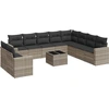 Image de vidaXL Ensemble de salon de jardin 11 pièces avec coussins gris clair Poly rotin