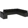 Image de vidaXL Ensemble de salon de jardin 11 pièces avec coussins noir poly rotin