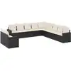 Image de vidaXL Ensemble de salon de jardin 11 pièces avec coussins noir poly rotin