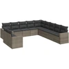 Image de vidaXL Ensemble de salon de jardin 11 pièces avec coussins Gris Poly rotin