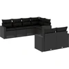 Image de vidaXL Ensemble de salon de jardin 7 pièces avec coussins noir poly rotin