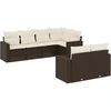 Image de vidaXL Ensemble de salon de jardin 7 pièces avec coussins Marron Poly rotin
