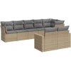 Image de vidaXL Ensemble de jardin canapé 8 pièces avec coussins Beige Poly Rattan