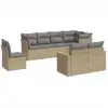 Image de vidaXL Ensemble de jardin canapé 8 pièces avec coussins Beige Poly Rattan