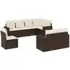 Image de vidaXL Ensemble de jardin canapé 8 pièces avec coussins Marron Poly rotin