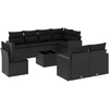 Image de vidaXL Ensemble de salon de jardin 9 pièces avec coussins noir poly rotin