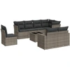 Image de vidaXL Ensemble de salon de jardin 9 pièces avec coussins Gris Poly rotin