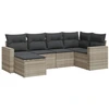 Image de vidaXL Ensemble de salon de jardin 6 pièces avec coussins gris clair Poly rotin