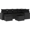 Image de vidaXL Ensemble de salon de jardin 7 pièces avec coussins noir poly rotin