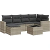 Image de vidaXL Ensemble de salon de jardin 7 pièces avec coussins gris clair Poly rotin