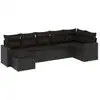 Image de vidaXL Ensemble de salon de jardin 7 pièces avec coussins noir poly rotin