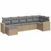 Image de vidaXL Ensemble de salon de jardin 7 pièces avec coussins Beige Poly Rattan