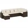 Image de vidaXL Ensemble de salon de jardin 7 pièces avec coussins Marron Poly rotin