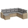 Image de vidaXL Ensemble de salon de jardin 7 pièces avec coussins Beige Poly Rattan