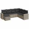 Image de vidaXL Ensemble de salon de jardin 7 pièces avec coussins gris clair Poly rotin