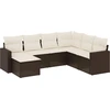 Image de vidaXL Ensemble de salon de jardin 7 pièces avec coussins Marron Poly rotin