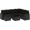Image de vidaXL Ensemble de jardin canapé 8 pièces avec coussins noir poly rotin