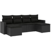 Image de vidaXL Ensemble de salon de jardin 6 pièces avec coussins noir poly rotin