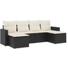Image de vidaXL Ensemble de salon de jardin 6 pièces avec coussins noir poly rotin