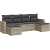 Image de vidaXL Ensemble de salon de jardin 6 pièces avec coussins gris clair Poly rotin