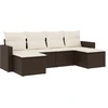 Image de vidaXL Ensemble de salon de jardin 6 pièces avec coussins Marron Poly Rattan