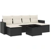 Image de vidaXL Ensemble de salon de jardin 7 pièces avec coussins noir poly rotin