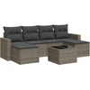 Image de vidaXL Ensemble de salon de jardin 7 pièces avec coussins Gris Poly rotin