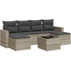 Image de vidaXL Ensemble de salon de jardin 7 pièces avec coussins gris clair Poly rotin