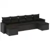 Image de vidaXL Ensemble de salon de jardin 7 pièces avec coussins noir poly rotin