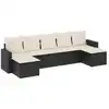 Image de vidaXL Ensemble de salon de jardin 7 pièces avec coussins noir poly rotin