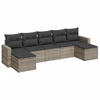 Image de vidaXL Ensemble de salon de jardin 7 pièces avec coussins gris clair Poly rotin