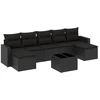 Image de vidaXL Ensemble de jardin canapé 8 pièces avec coussins noir poly rotin