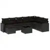 Image de vidaXL Ensemble de salon de jardin 9 pièces avec coussins noir poly rotin
