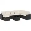 Image de vidaXL Ensemble de salon de jardin 9 pièces avec coussins noir poly rotin