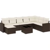 Image de vidaXL Ensemble de salon de jardin 9 pièces avec coussins Marron Poly Rattan