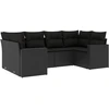 Image de vidaXL Ensemble de salon de jardin 6 pièces avec coussins noir poly rotin