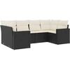 Image de vidaXL Ensemble de salon de jardin 6 pièces avec coussins noir poly rotin