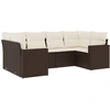 Image de vidaXL Ensemble de salon de jardin 6 pièces avec coussins Marron Poly Rattan