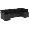 Image de vidaXL Ensemble de salon de jardin 7 pièces avec coussins noir poly rotin