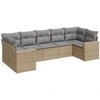 Image de vidaXL Ensemble de salon de jardin 7 pièces avec coussins Beige Poly Rattan